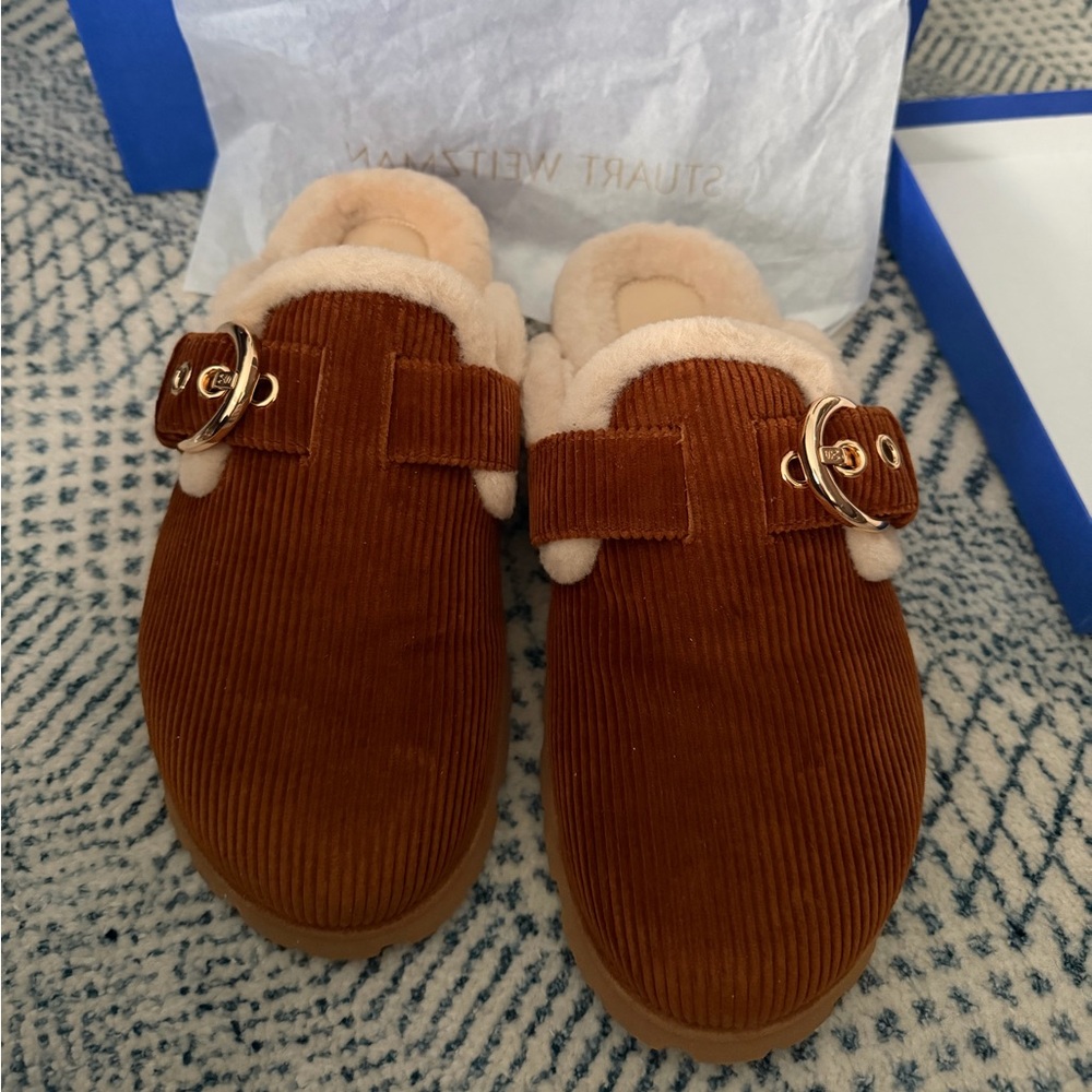 Stuart Weitzman Brown Corduroy Women's Mules New with Tags